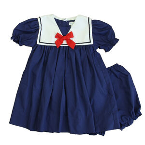 Petit Pomme Girls Navy | White | Red Dress size: 18 Months